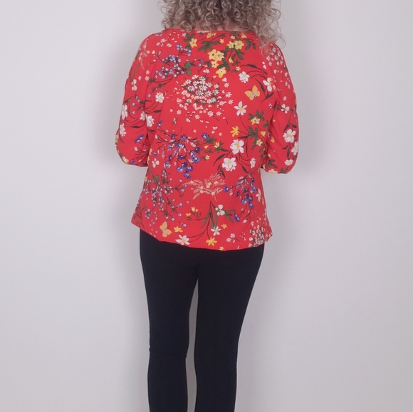 New York & Company Floral Cold Shoulder Blouse - Picture 4 of 12